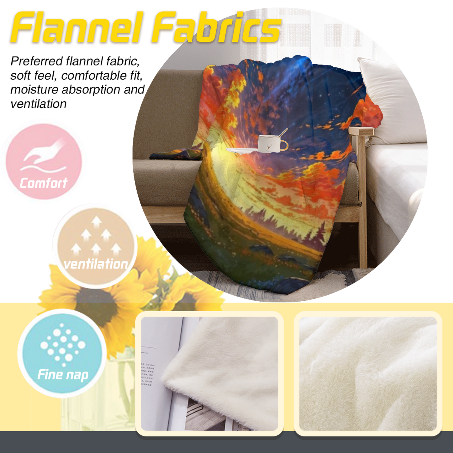 Colorful Contemporary Art Throw Blanket ¨C Modern Graphic Cozy Blanket