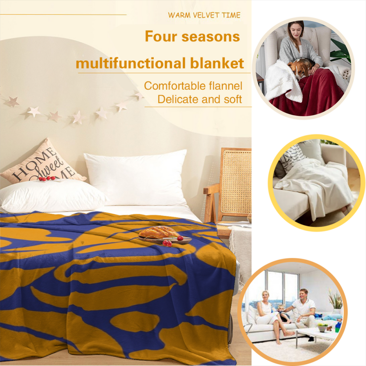 Soft Minimalist All-Season Flannel Blanket ¨C Misty Harbor Collection