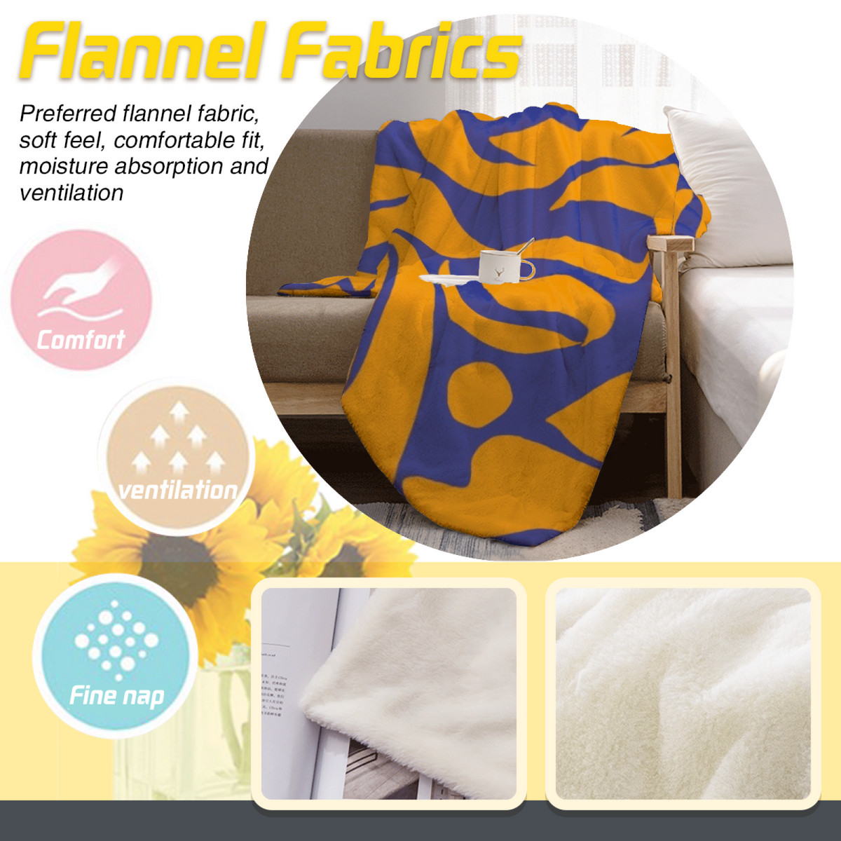 Soft Minimalist All-Season Flannel Blanket ¨C Misty Harbor Collection