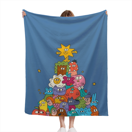 Burnished Meadow Inspired Cozy Flannel Bed Blanket ¨C Deep Ocean Palette