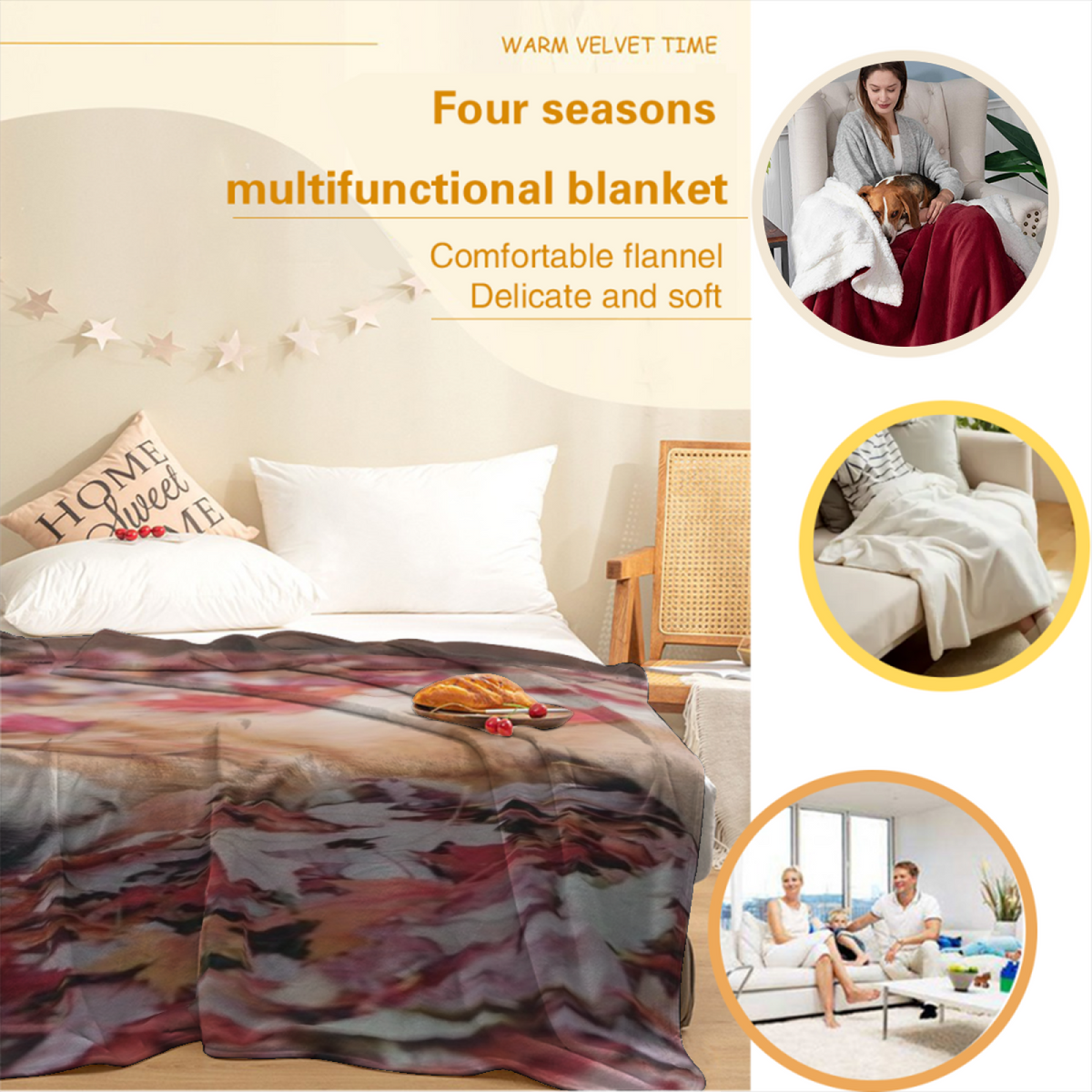 Cobalt Serenade Contemporary Pattern Cozy Flannel Bed Blanket