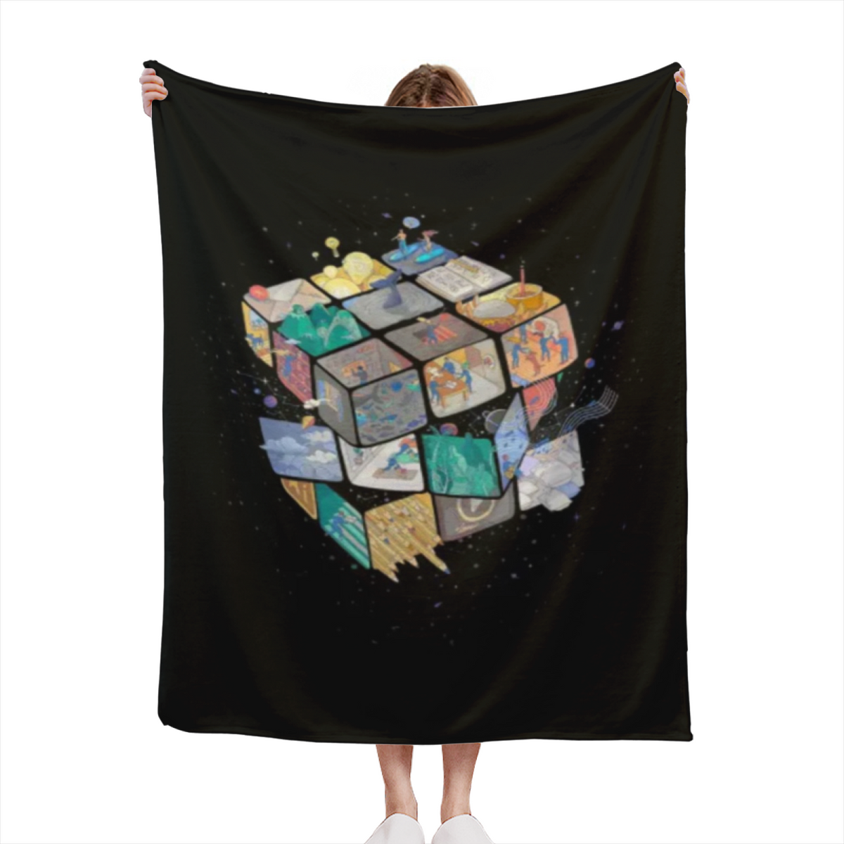 Moonbeam & Mosaic Playful Graphic All-Season Flannel Blanket