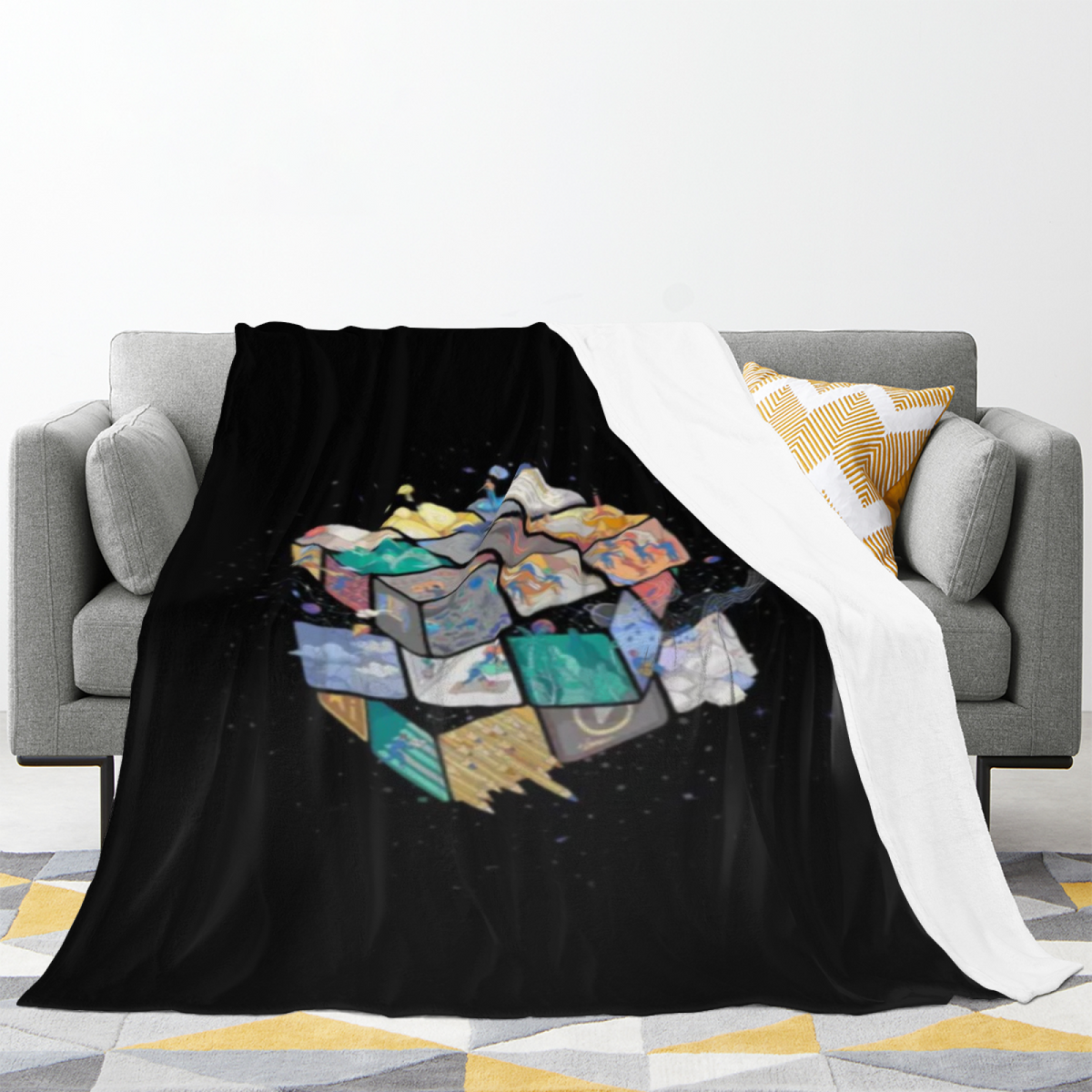 Moonbeam & Mosaic Playful Graphic All-Season Flannel Blanket