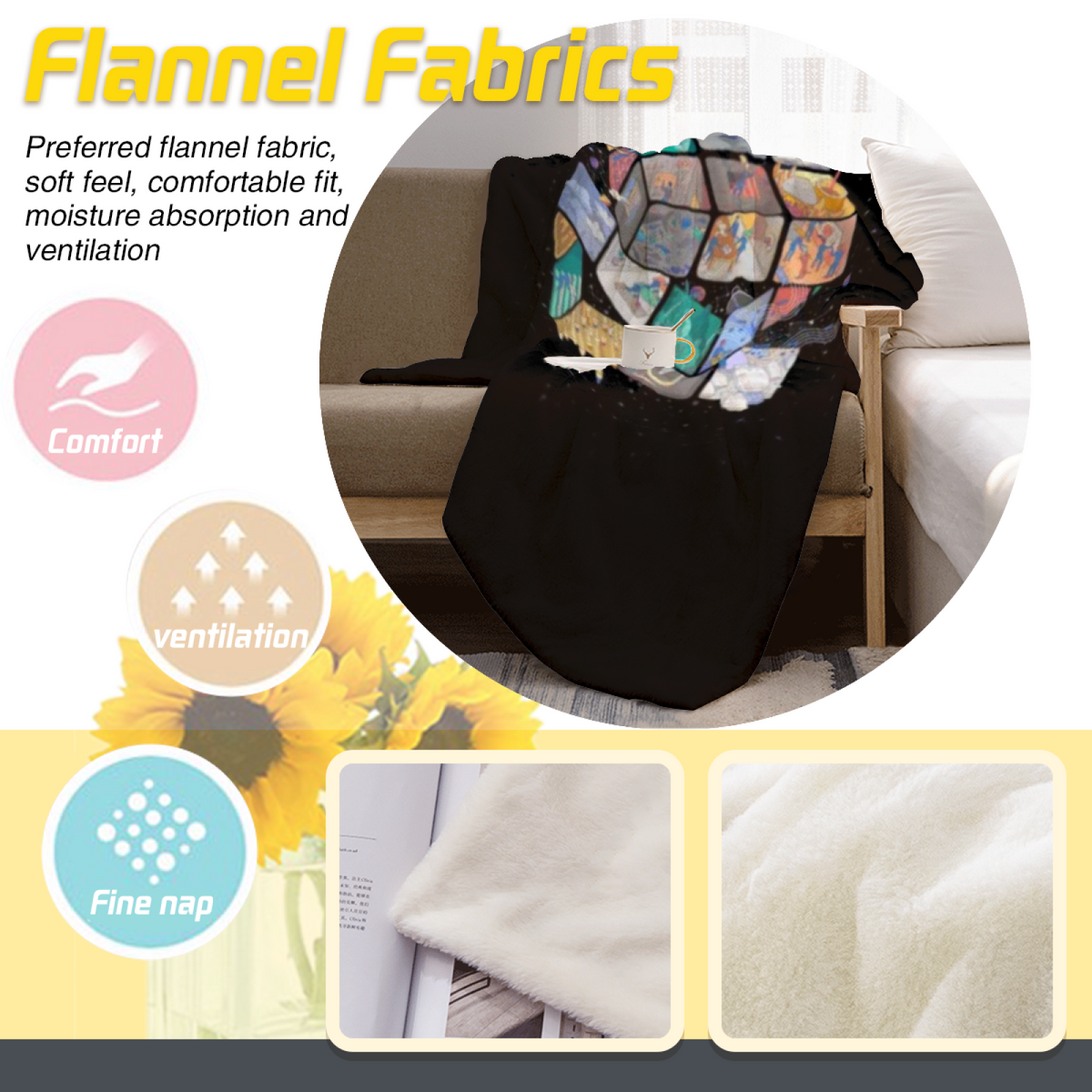 Moonbeam & Mosaic Playful Graphic All-Season Flannel Blanket