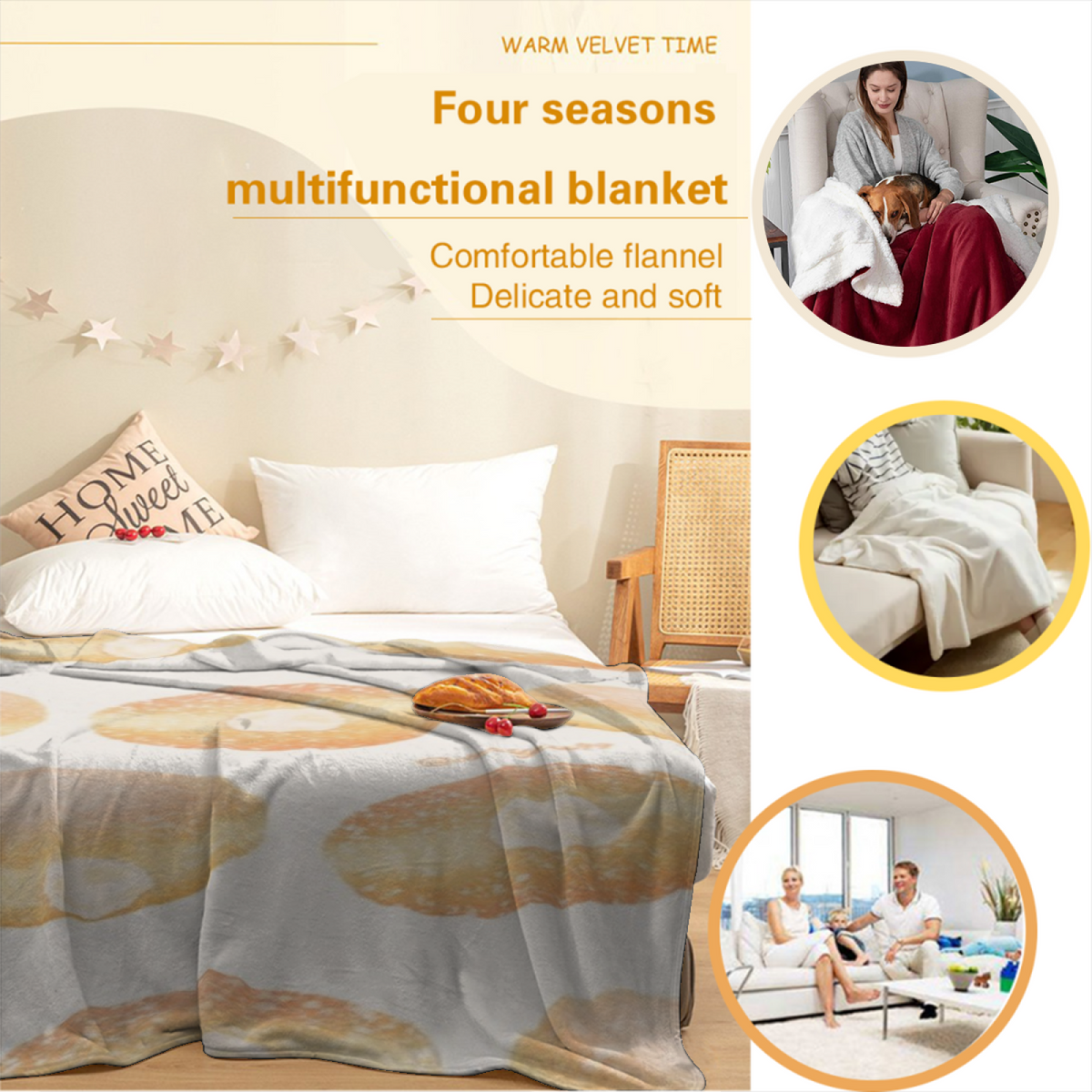 Pastel Multicolor Willow Mosaic Flannel Throw Blanket