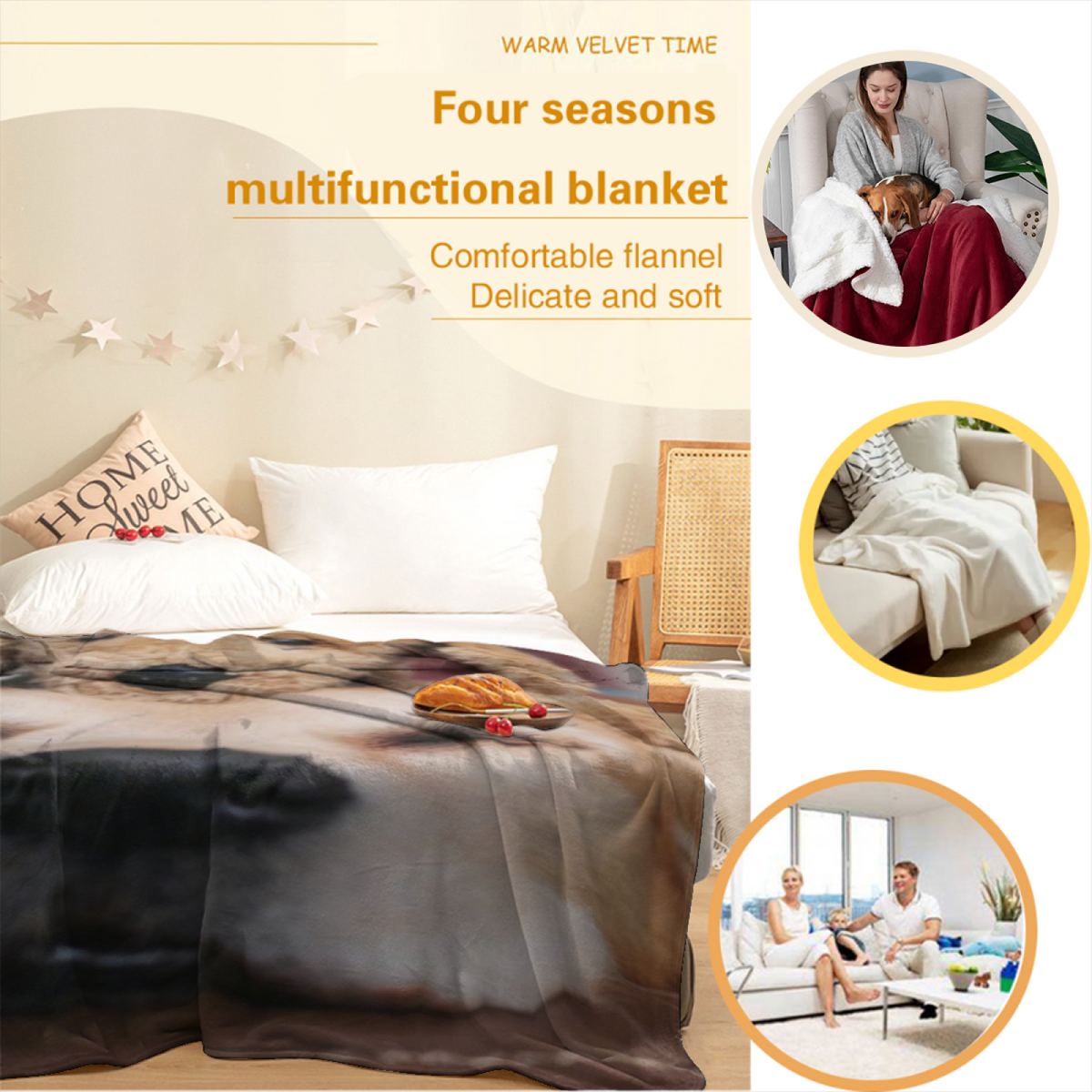 Terracotta Story Statement Pattern Cozy Flannel Bed Blanket