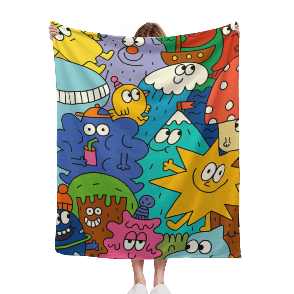 Dewdrop & Horizon Playful Graphic Plush Flannel Throw