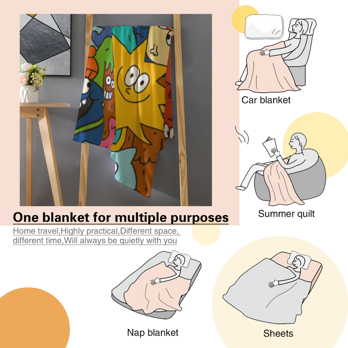 Dewdrop & Horizon Playful Graphic Plush Flannel Throw