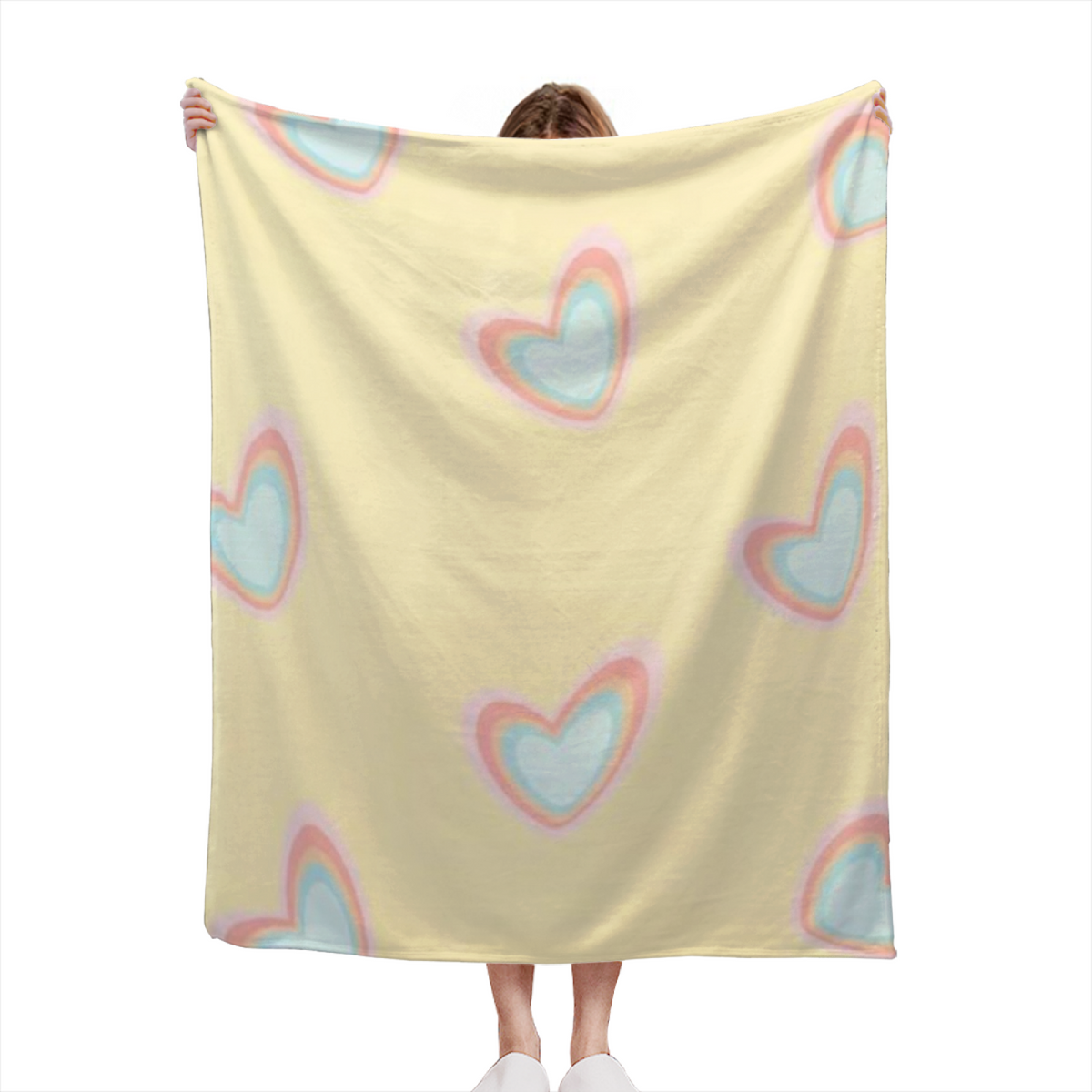 Lemon Heart Outline Flannel Throw Blanket