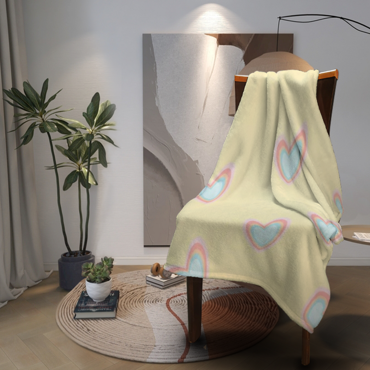 Lemon Heart Outline Flannel Throw Blanket
