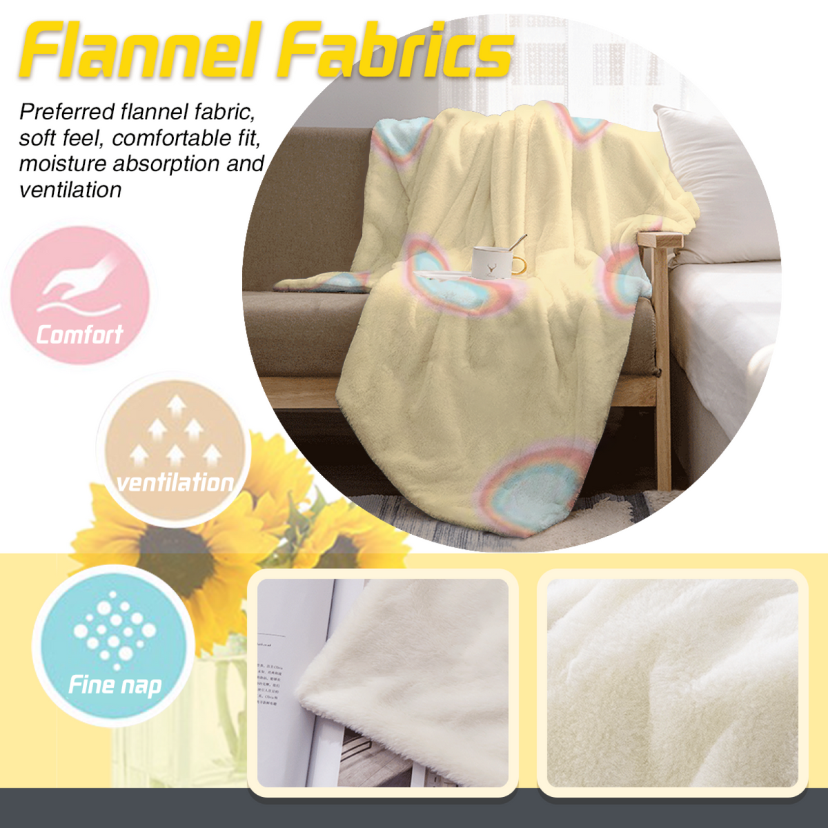 Lemon Heart Outline Flannel Throw Blanket