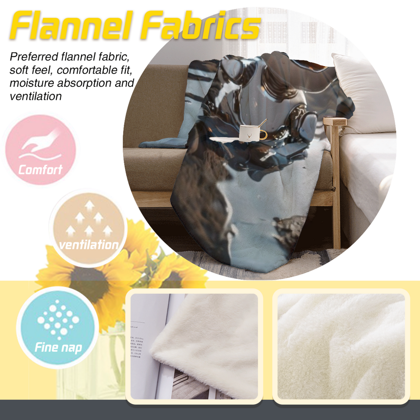 Futuristic Robot Flannel Throw Blanket ¨C Silver Sci-Fi Character in Water