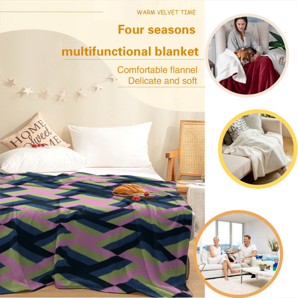 Soft Neutral Terracotta Drift Flannel Throw Blanket