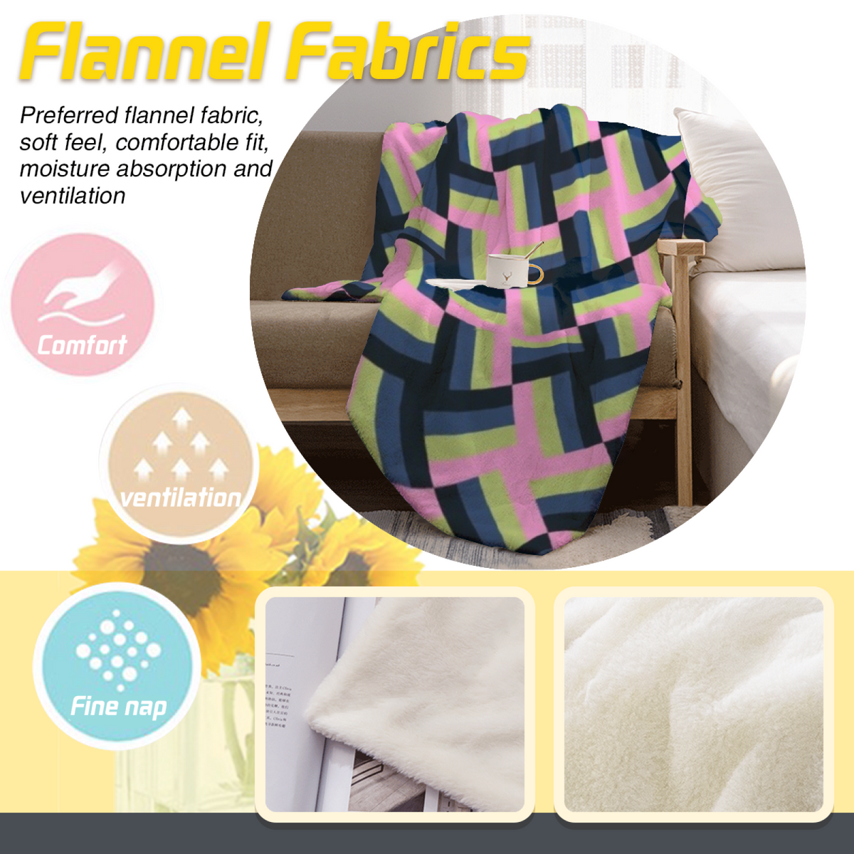 Soft Neutral Terracotta Drift Flannel Throw Blanket