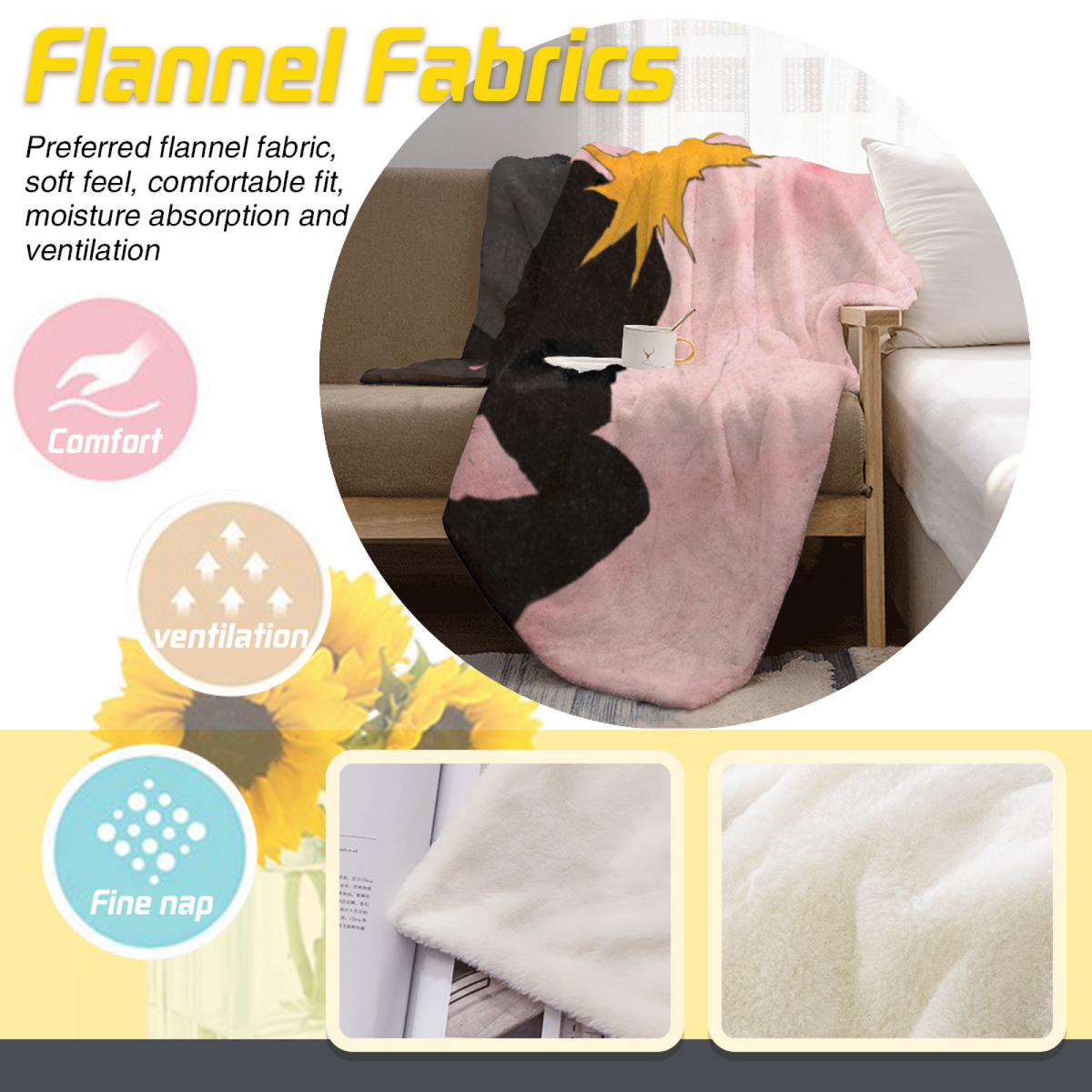 Flannel Throw Blanket with Misty Spectrum Cozy Cottage Artwork
