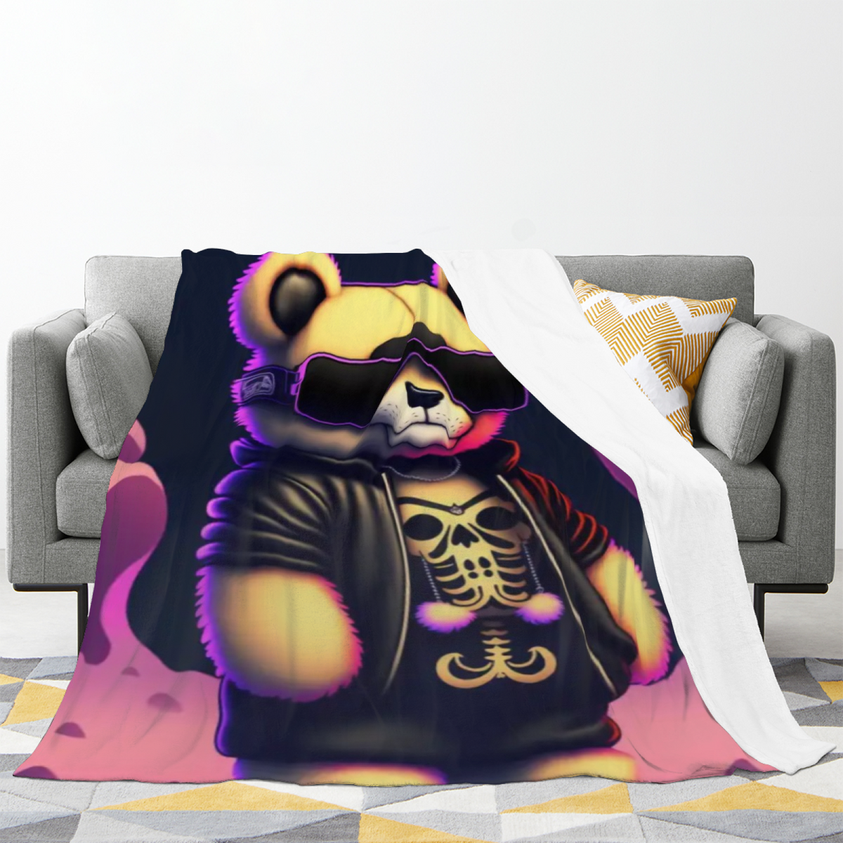 Aurora Spectrum Expressive Print Flannel Sofa Throw in Dusty Lilac