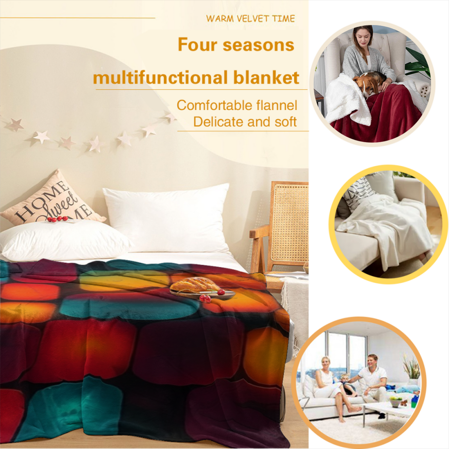 Contemporary Artistic Throw Blanket ¨C Graphic Printed Cozy Home Blanket