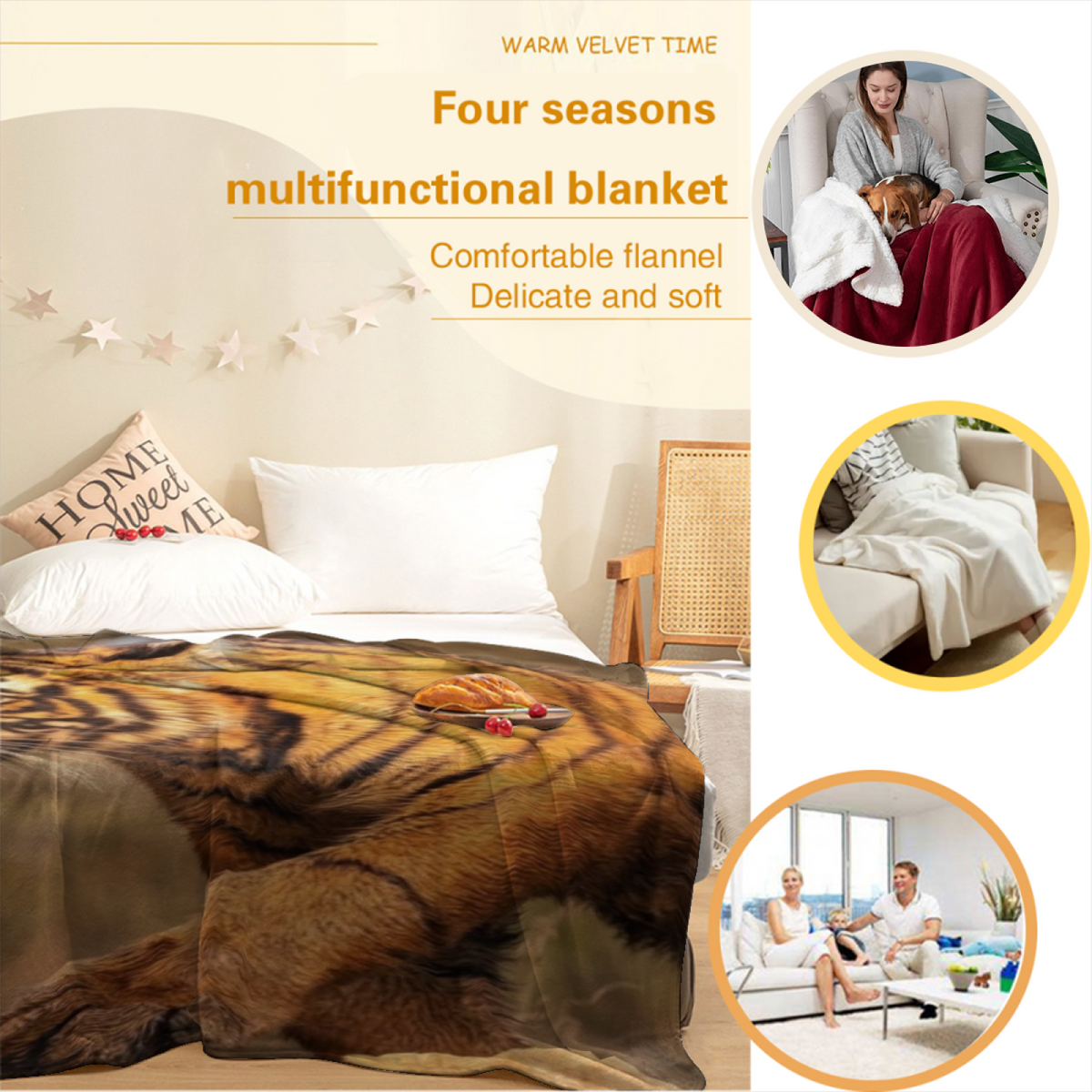 Solstice Haven Earthy Multicolor Art Lightweight Flannel Throw