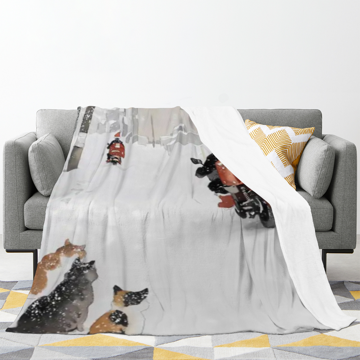 Gilded & Grove Playful Graphic Plush Flannel Throw