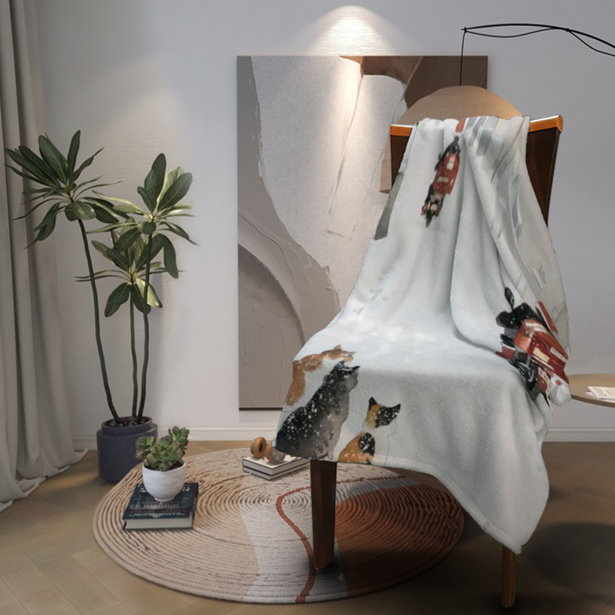 Gilded & Grove Playful Graphic Plush Flannel Throw
