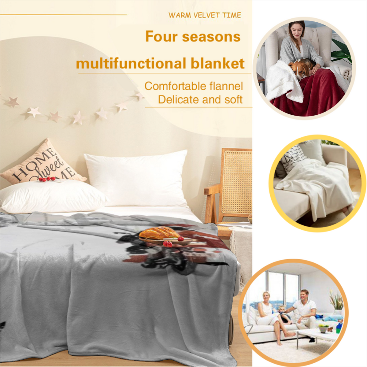 Gilded & Grove Playful Graphic Plush Flannel Throw