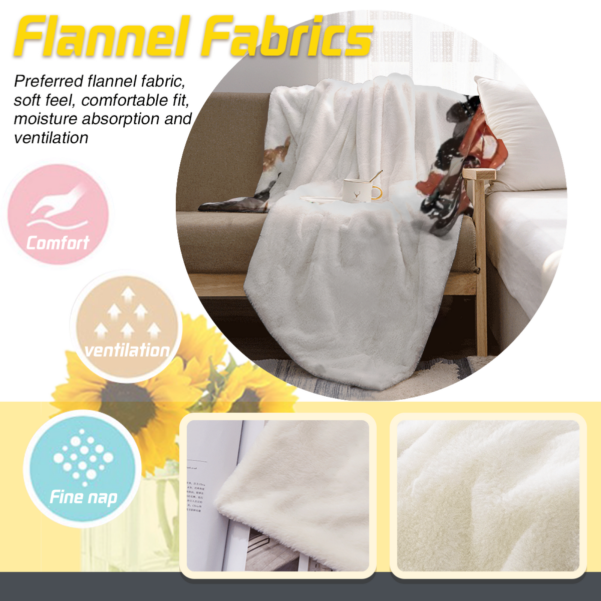 Gilded & Grove Playful Graphic Plush Flannel Throw