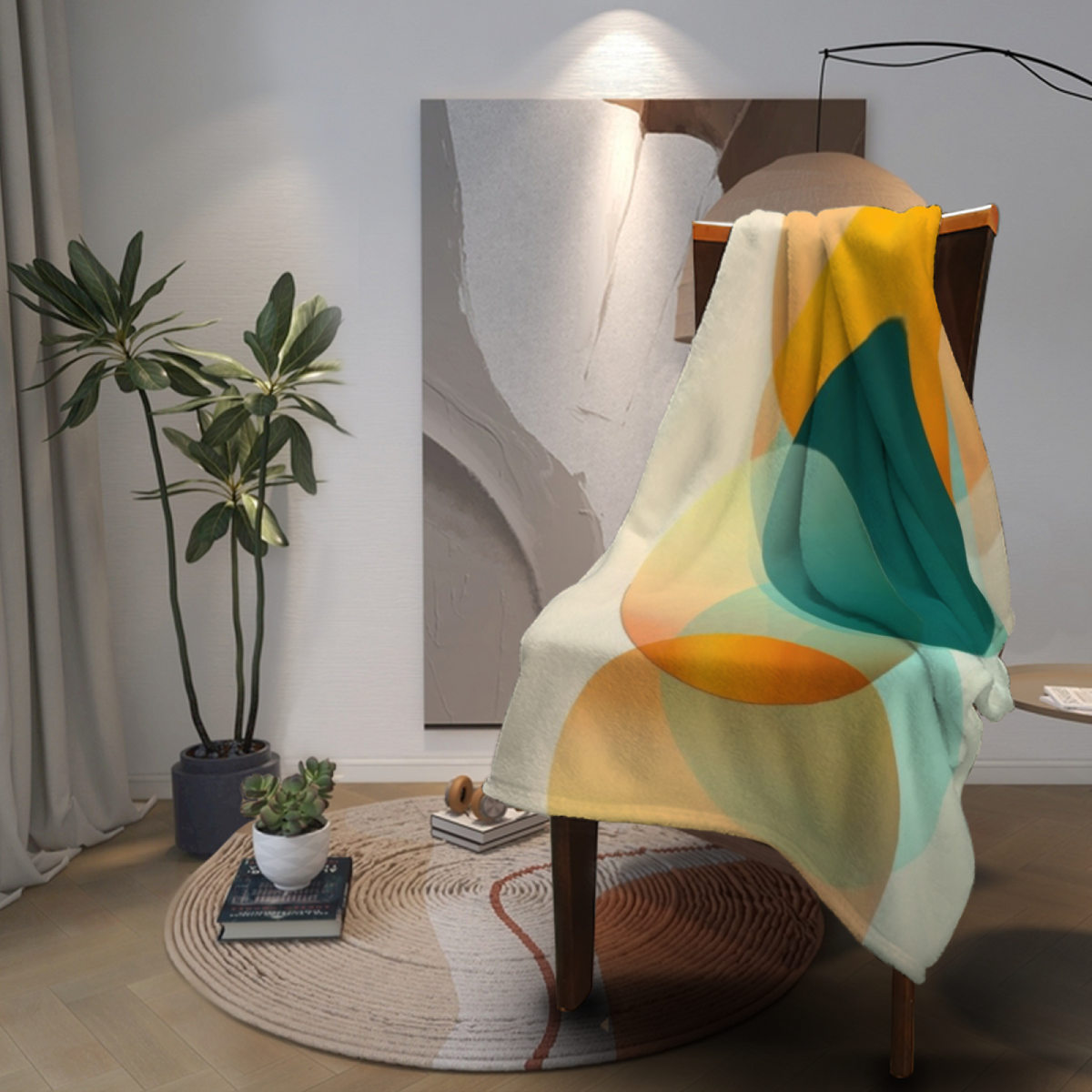 Playful Earthy Multicolor Rosewood Echo Soft Flannel Blanket