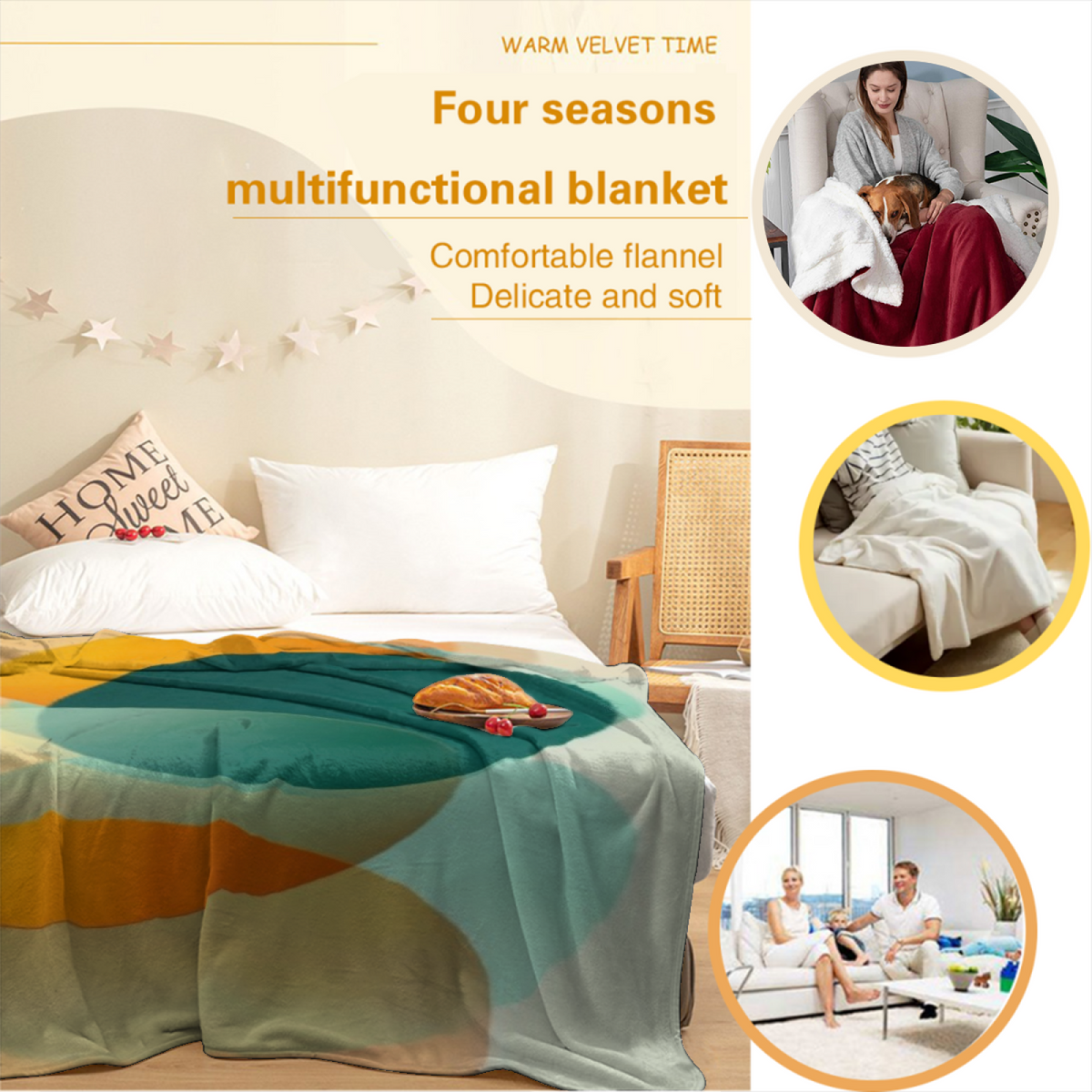 Playful Earthy Multicolor Rosewood Echo Soft Flannel Blanket