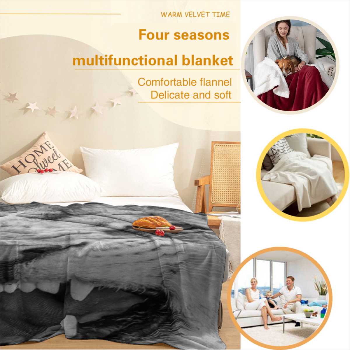 Decorative Flannel Blanket with Watercolor Breeze Cozy Cottage Artwork