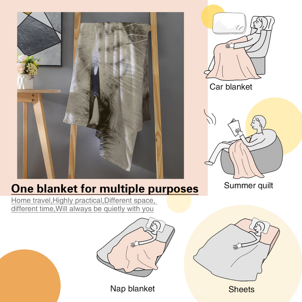 Decorative Flannel Blanket with Watercolor Breeze Cozy Cottage Artwork
