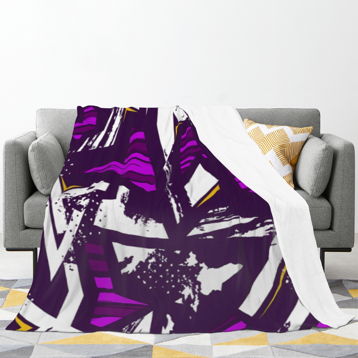 Dusty Lavender Whimsical Decor Plush Flannel Throw ¨C Marigold Flora Edition
