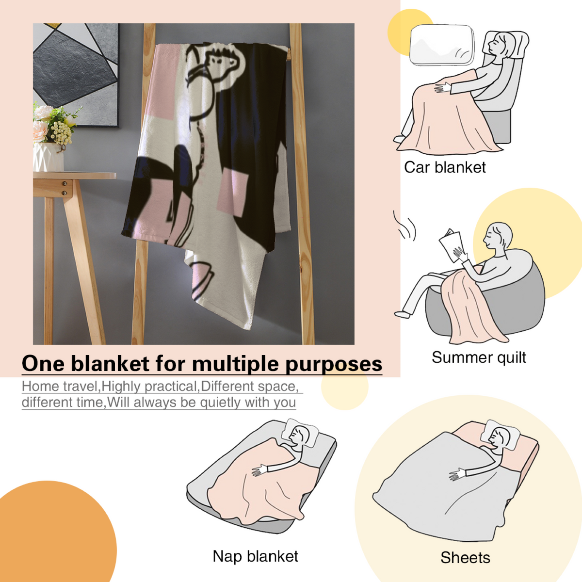 Soft Neutral Saffron Cascade Soft Flannel Blanket