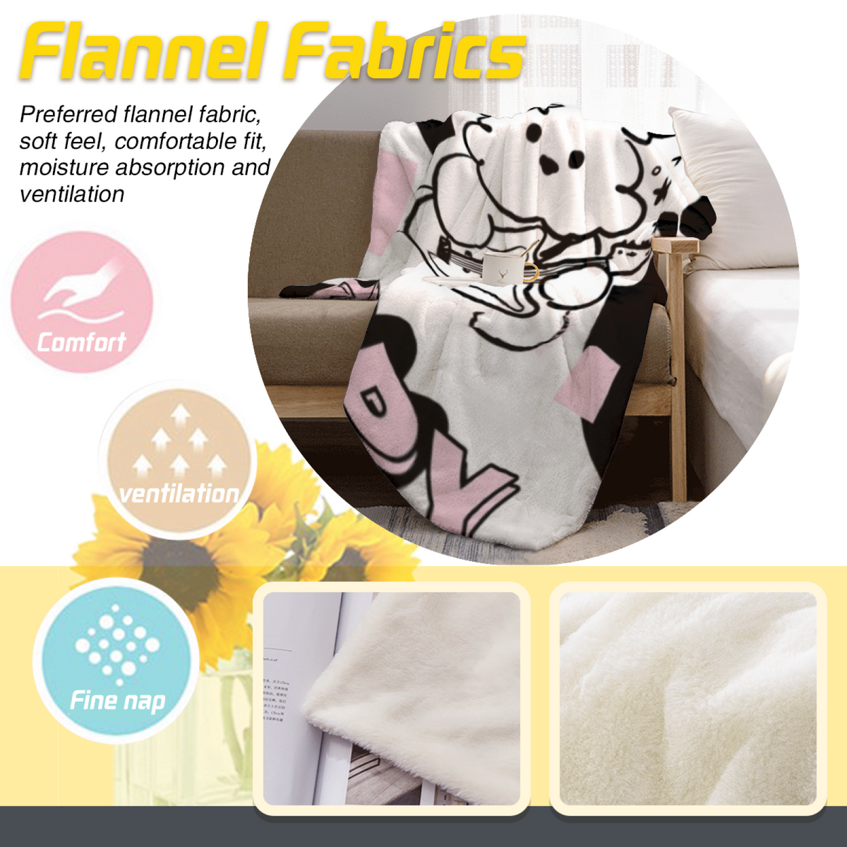 Soft Neutral Saffron Cascade Soft Flannel Blanket