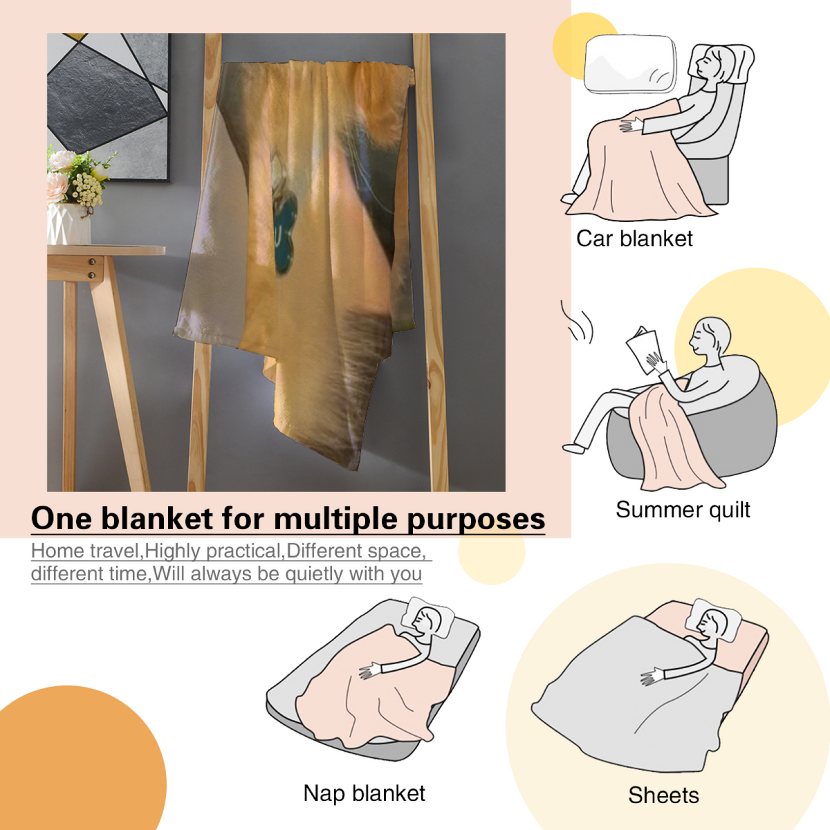 Cinnamon Wander Pastel Multicolor Modern Art Flannel Throw Blanket