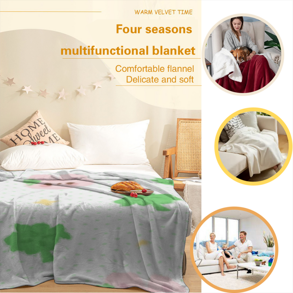 Rosewood Odyssey Playful Pattern Decorative Flannel Blanket