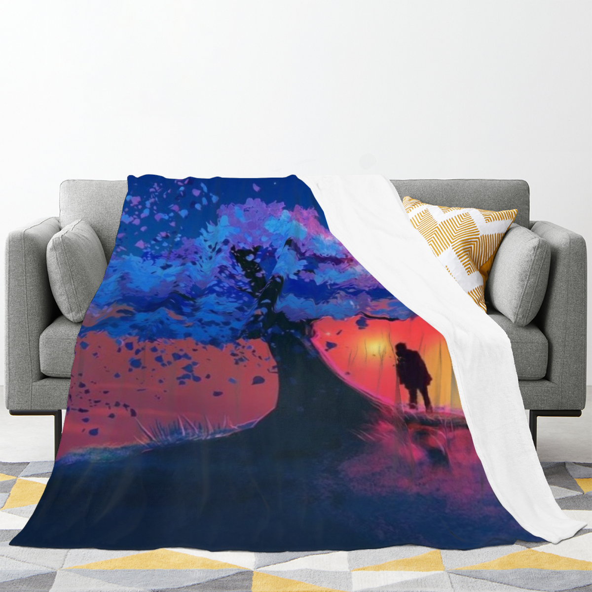 Rich Multicolor Prairie Cove Soft Flannel Blanket ¨C Contemporary Pattern