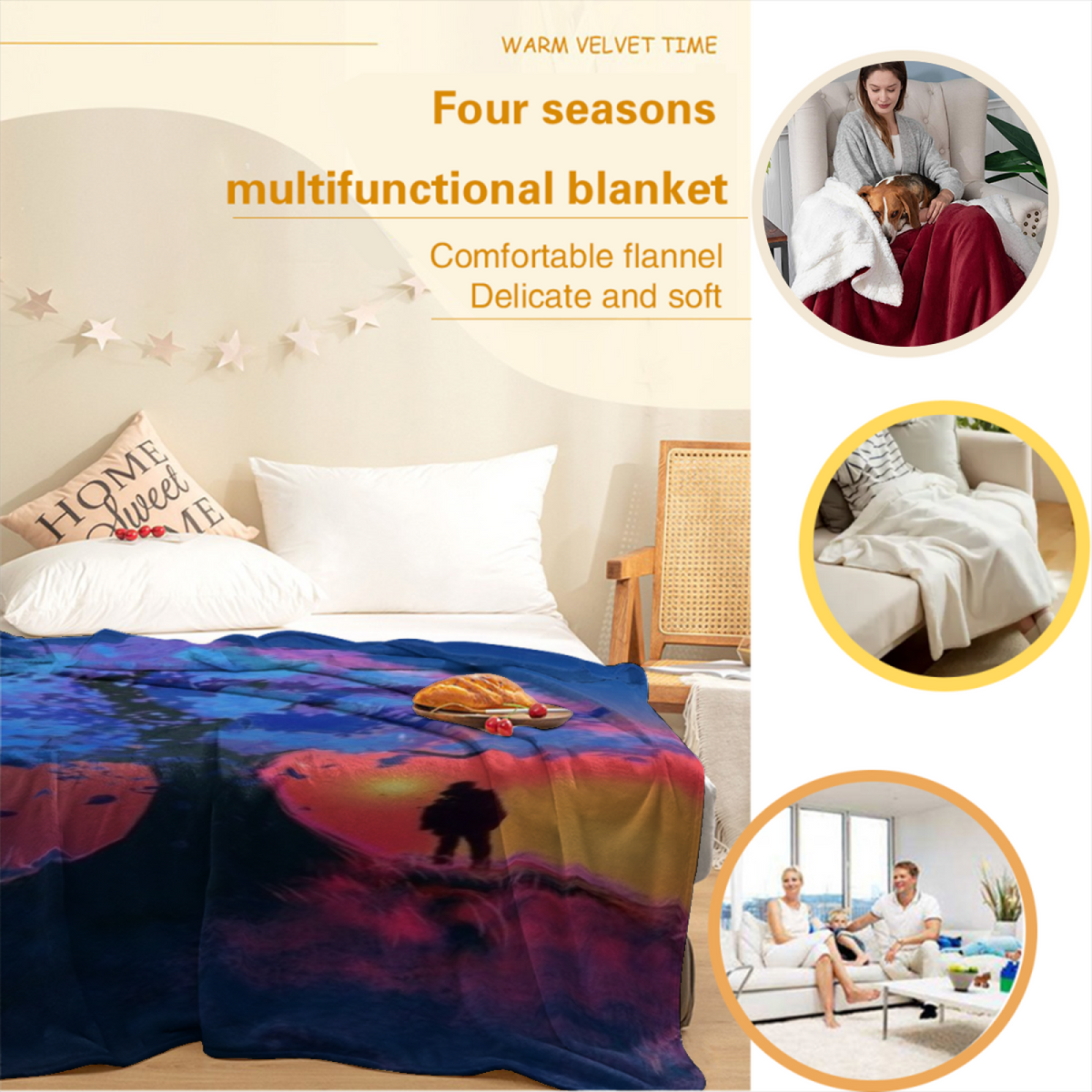 Rich Multicolor Prairie Cove Soft Flannel Blanket ¨C Contemporary Pattern