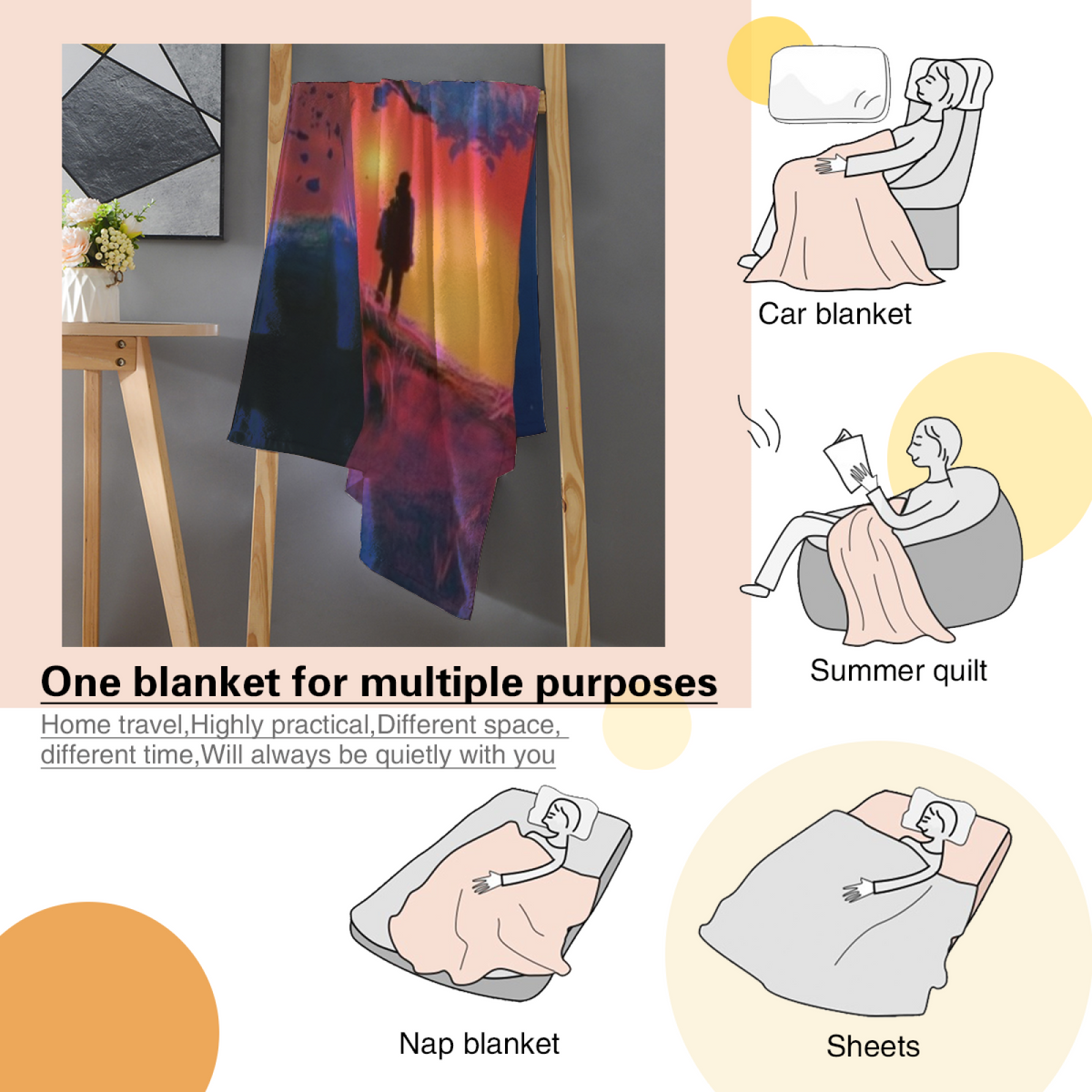 Rich Multicolor Prairie Cove Soft Flannel Blanket ¨C Contemporary Pattern