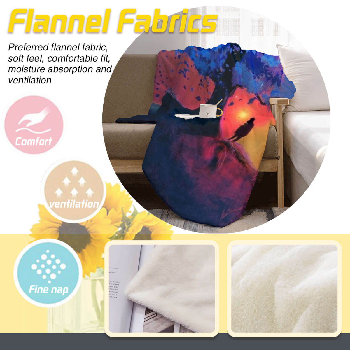 Rich Multicolor Prairie Cove Soft Flannel Blanket ¨C Contemporary Pattern