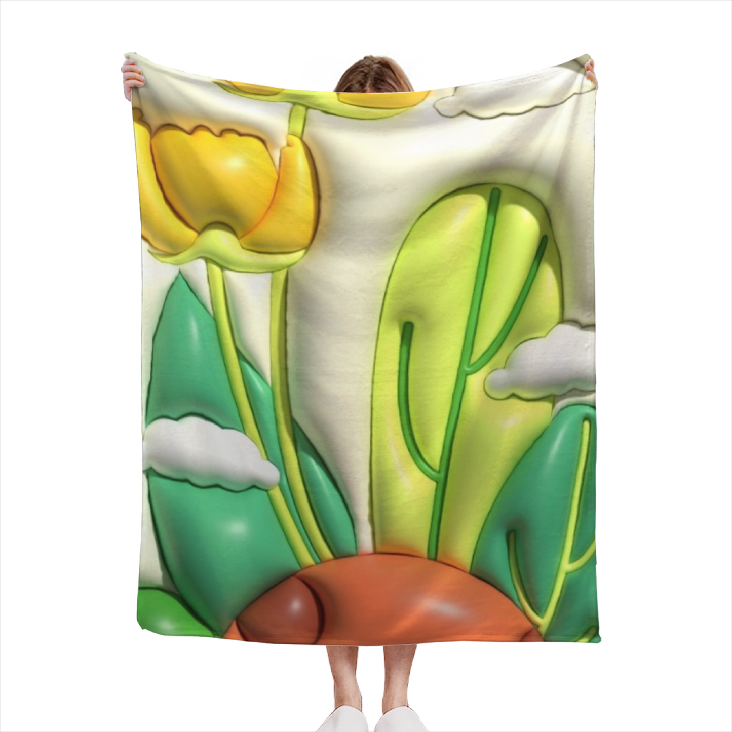 Retro Botanical Flannel Throw Blanket ¨C Cactus, Flowers and Desert-Inspired Art