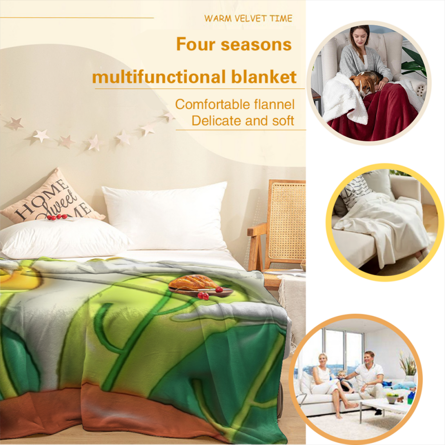 Retro Botanical Flannel Throw Blanket ¨C Cactus, Flowers and Desert-Inspired Art