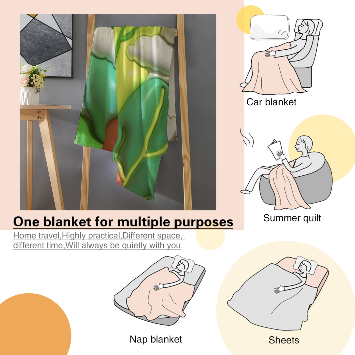 Retro Botanical Flannel Throw Blanket ¨C Cactus, Flowers and Desert-Inspired Art