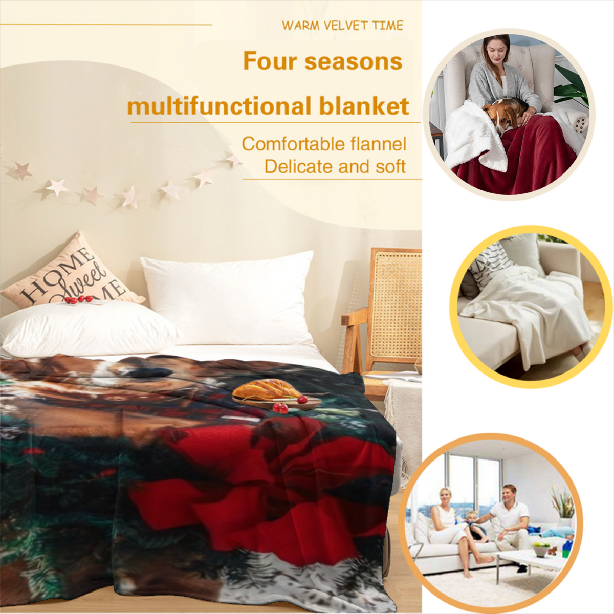 Zephyr Story Soft Neutral Eclectic All-Season Flannel Blanket