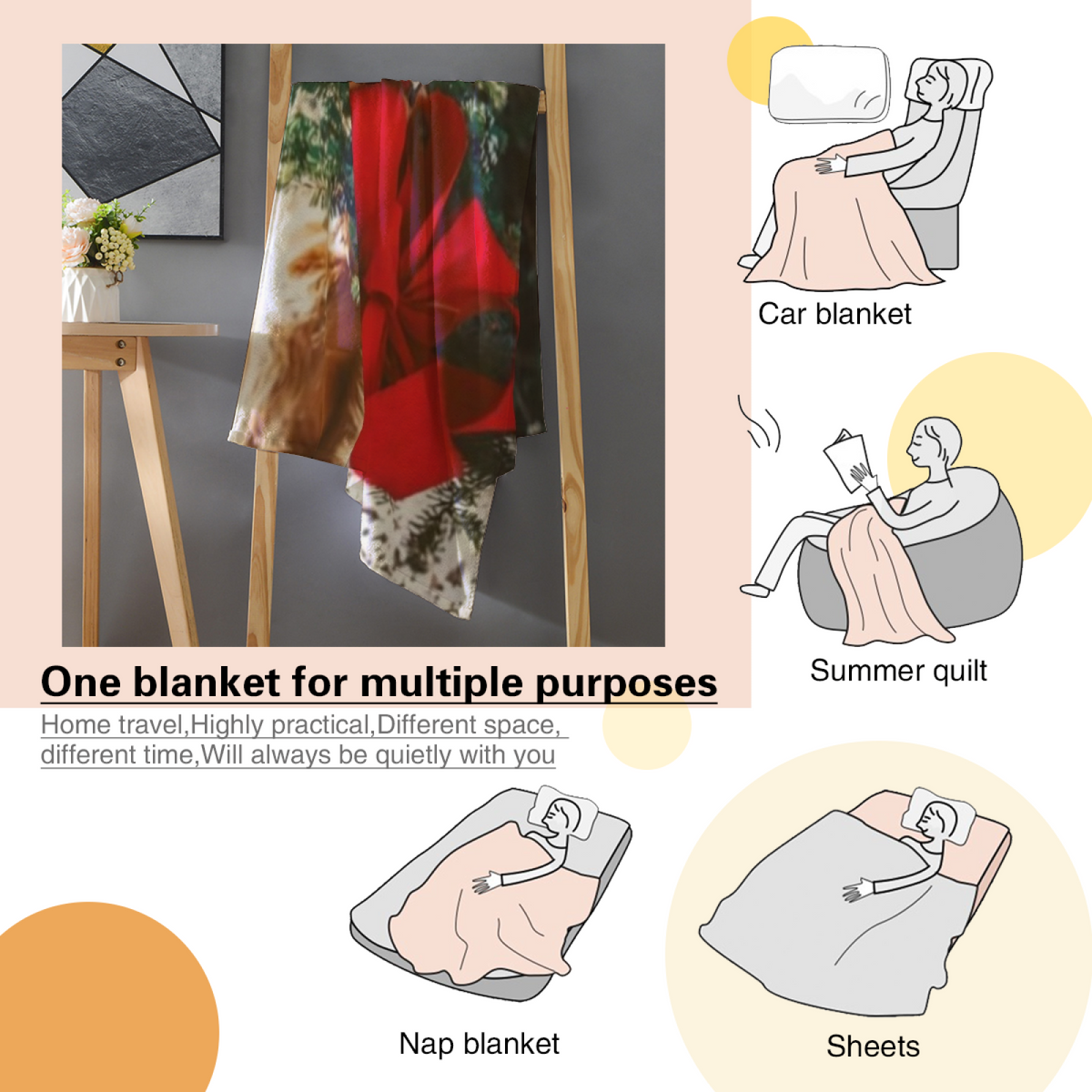 Zephyr Story Soft Neutral Eclectic All-Season Flannel Blanket