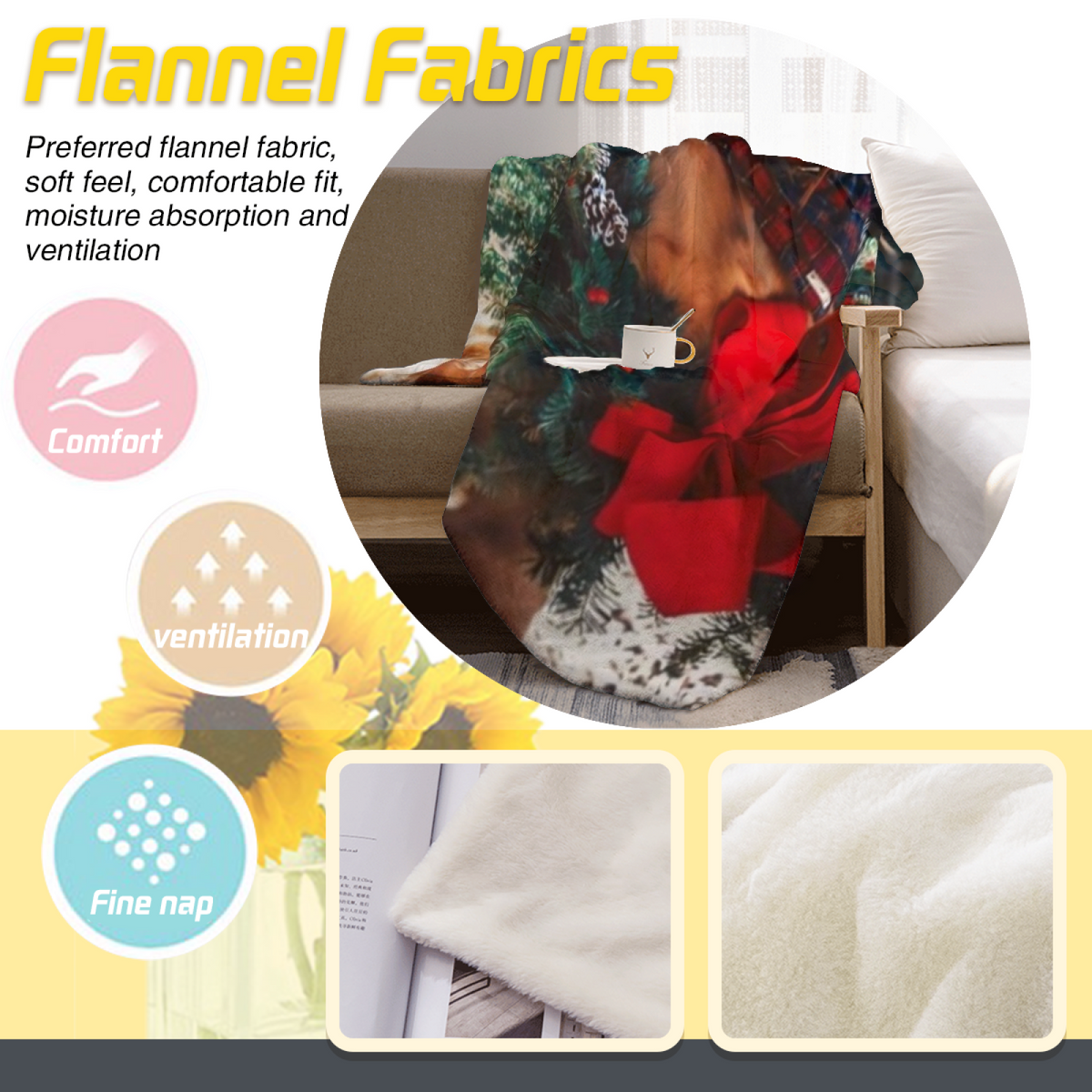 Zephyr Story Soft Neutral Eclectic All-Season Flannel Blanket