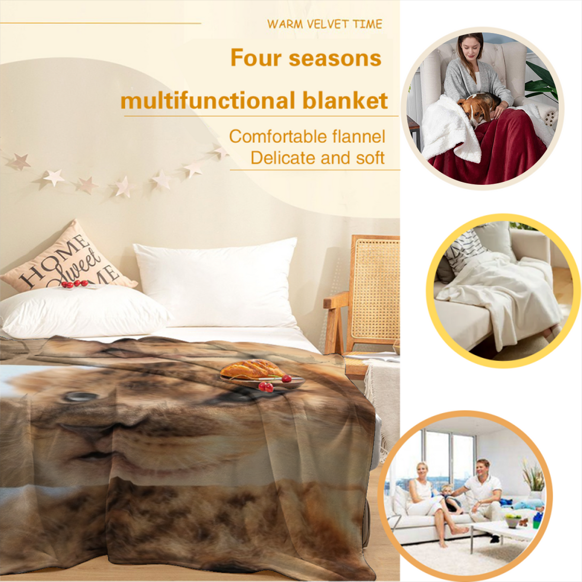 Soft Minimalist Plush Flannel Throw ¨C Prairie Wander Collection