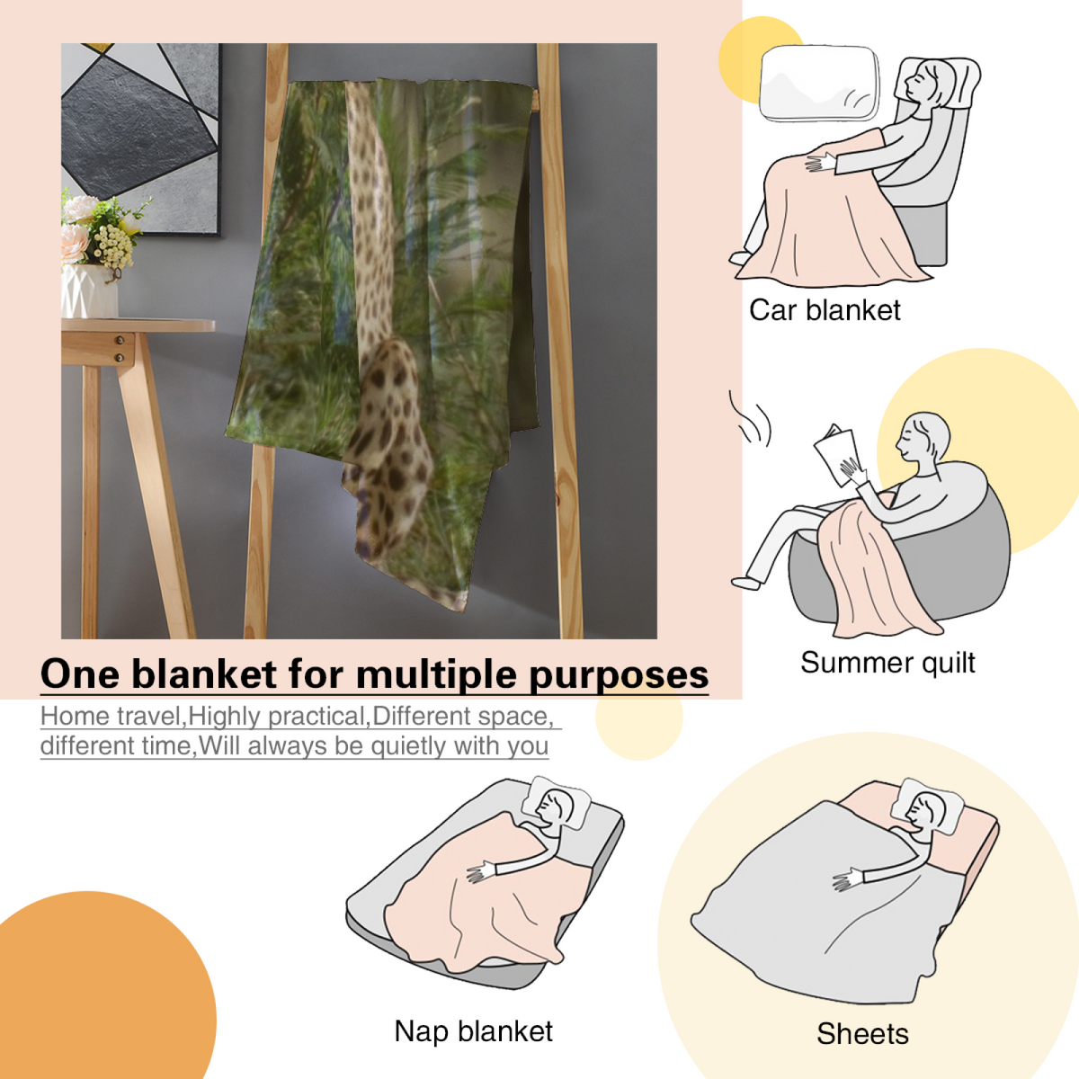 Playful Soft Neutral Coral Vista Soft Flannel Blanket
