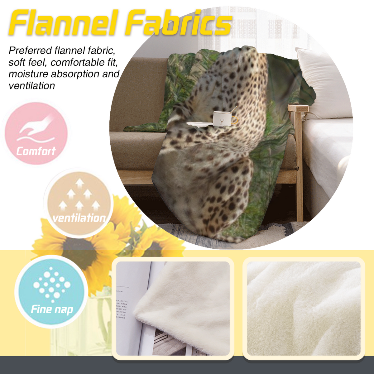 Playful Soft Neutral Coral Vista Soft Flannel Blanket