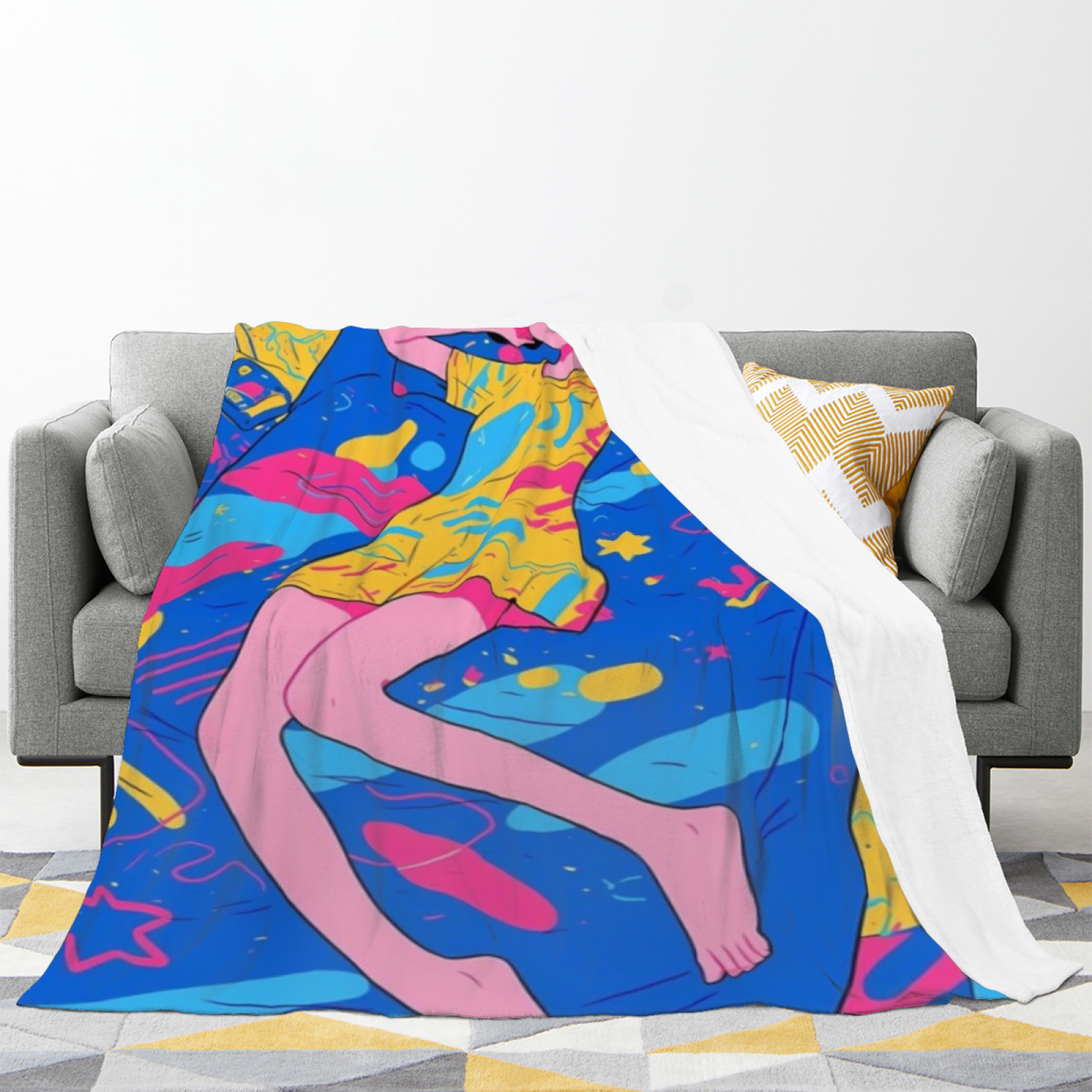 Modern Graphic Throw Blanket ¨C Colorful Decorative Printed Blanket