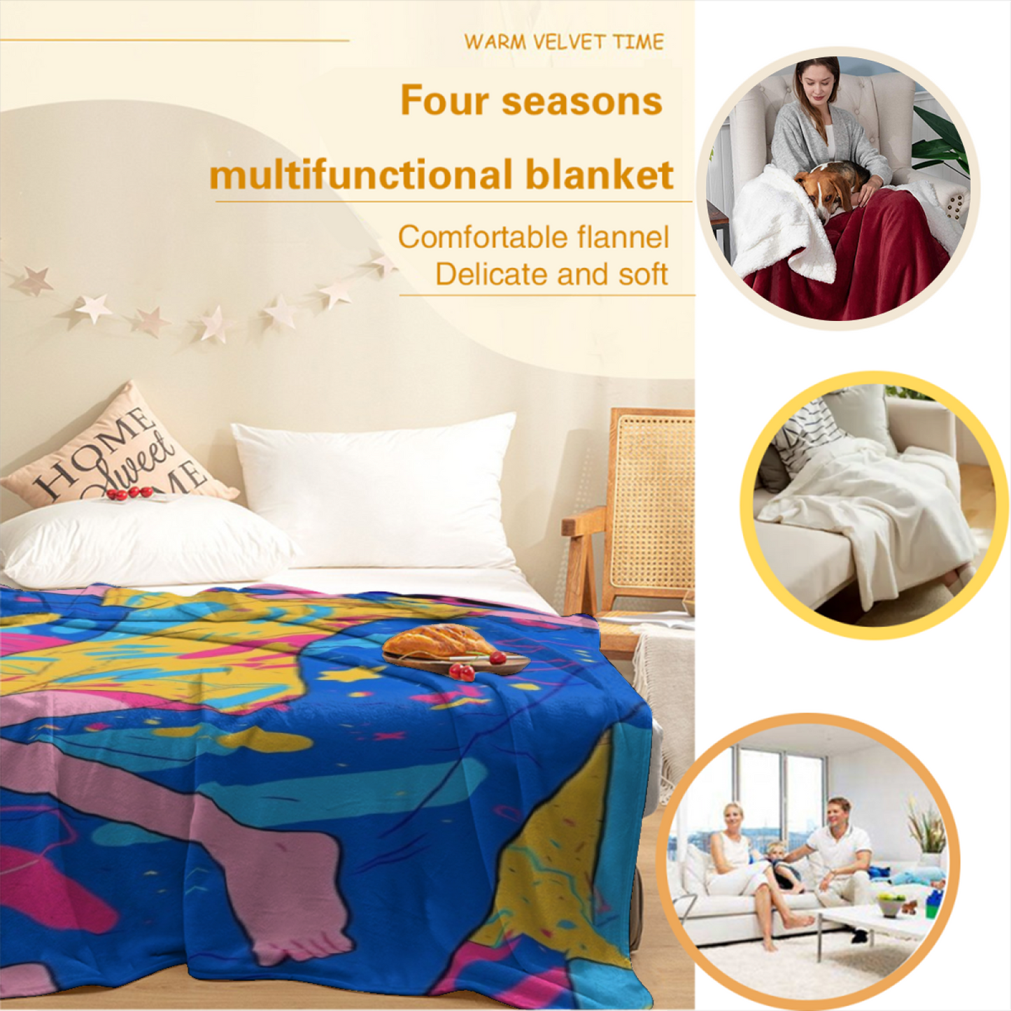 Modern Graphic Throw Blanket ¨C Colorful Decorative Printed Blanket